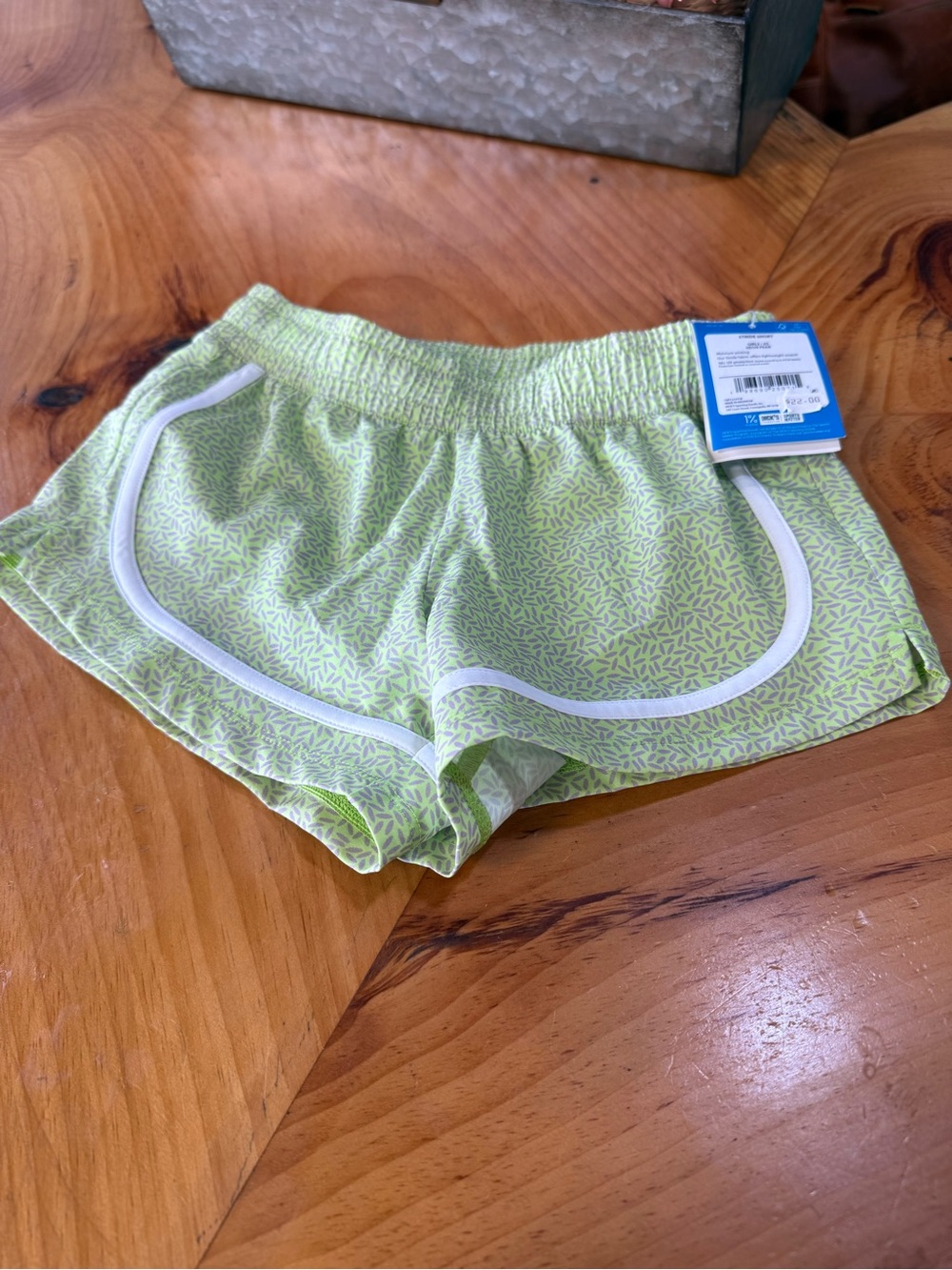 DSG Neon Pear Green Kids Athletic Shorts with White Trim NWT XS